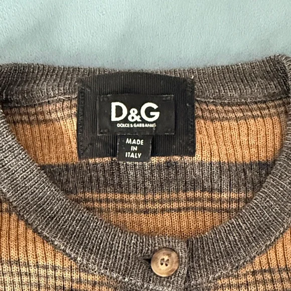 D&G Dolce & Gabbana Women's Cardigan - Tan and Gray Stripes - Picture 3 of 10
